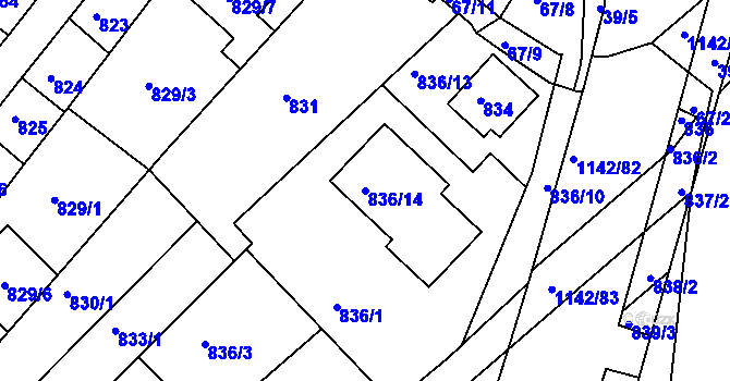 Parcela st. 836/14 v KÚ Bystrc, Katastrální mapa