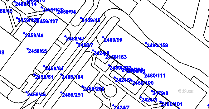Parcela st. 2458/163 v KÚ Bystrc, Katastrální mapa