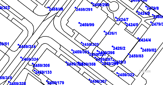 Parcela st. 2459/320 v KÚ Bystrc, Katastrální mapa