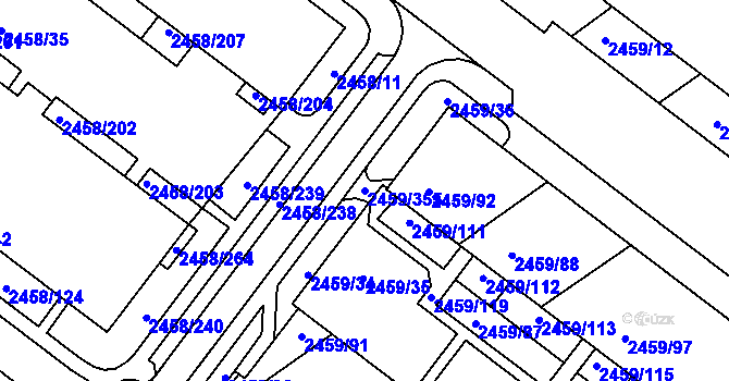 Parcela st. 2459/355 v KÚ Bystrc, Katastrální mapa
