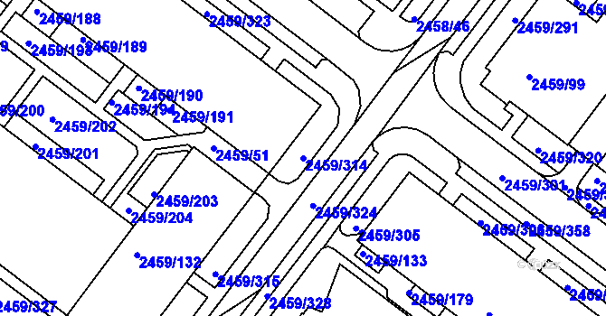 Parcela st. 2459/314 v KÚ Bystrc, Katastrální mapa