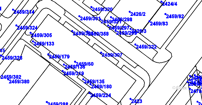 Parcela st. 2459/307 v KÚ Bystrc, Katastrální mapa