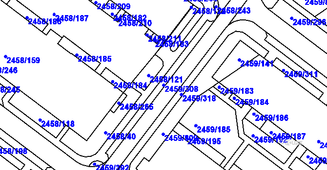 Parcela st. 2459/308 v KÚ Bystrc, Katastrální mapa