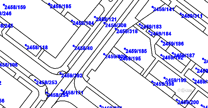 Parcela st. 2459/309 v KÚ Bystrc, Katastrální mapa