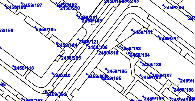 Parcela st. 2459/318 v KÚ Bystrc, Katastrální mapa