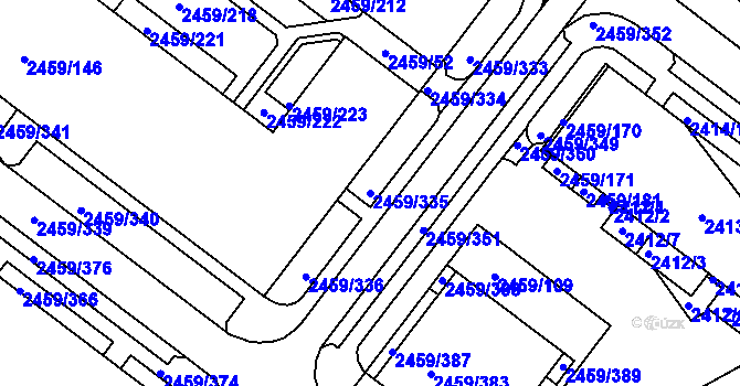 Parcela st. 2459/335 v KÚ Bystrc, Katastrální mapa