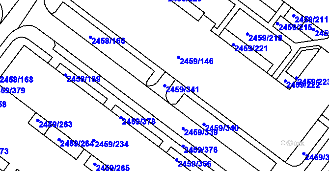 Parcela st. 2459/341 v KÚ Bystrc, Katastrální mapa