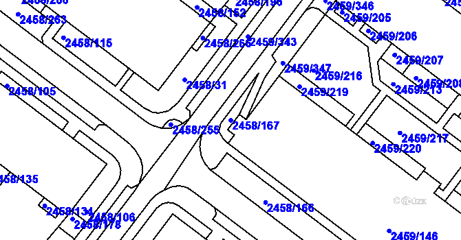 Parcela st. 2458/167 v KÚ Bystrc, Katastrální mapa