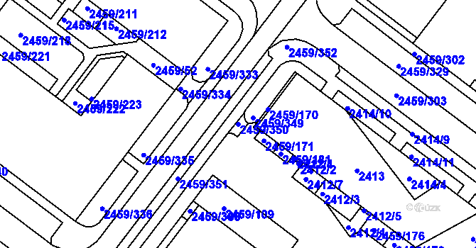 Parcela st. 2459/350 v KÚ Bystrc, Katastrální mapa