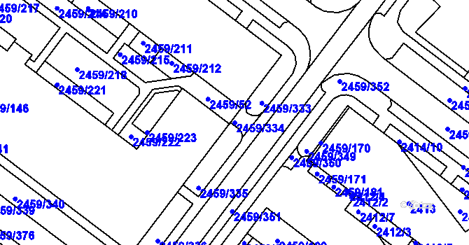 Parcela st. 2459/334 v KÚ Bystrc, Katastrální mapa