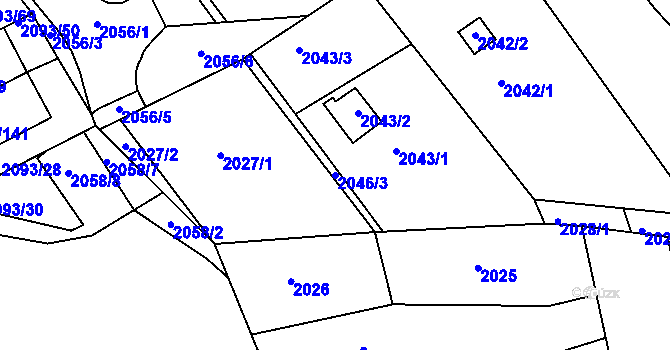 Parcela st. 2046/3 v KÚ Bystrc, Katastrální mapa