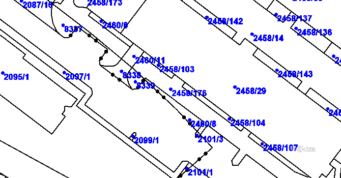 Parcela st. 2458/176 v KÚ Bystrc, Katastrální mapa