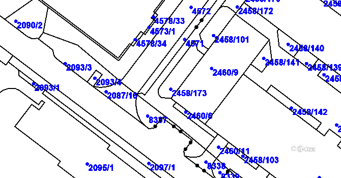 Parcela st. 2458/173 v KÚ Bystrc, Katastrální mapa