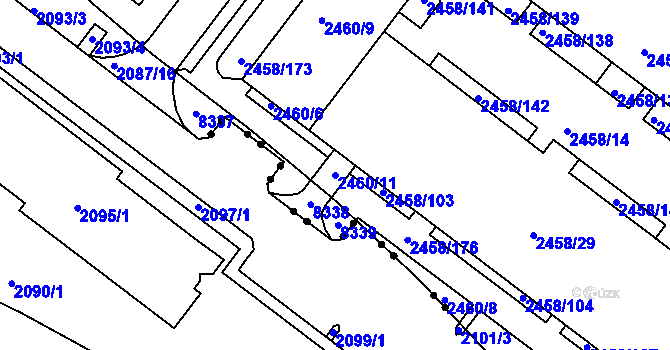 Parcela st. 2460/11 v KÚ Bystrc, Katastrální mapa