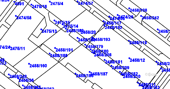 Parcela st. 2458/179 v KÚ Bystrc, Katastrální mapa