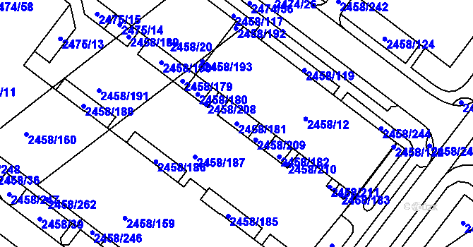 Parcela st. 2458/181 v KÚ Bystrc, Katastrální mapa
