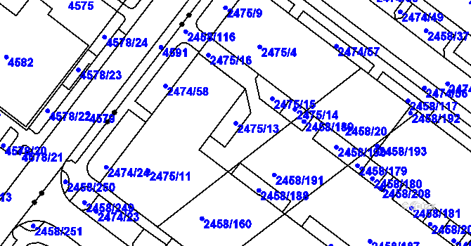 Parcela st. 2475/13 v KÚ Bystrc, Katastrální mapa