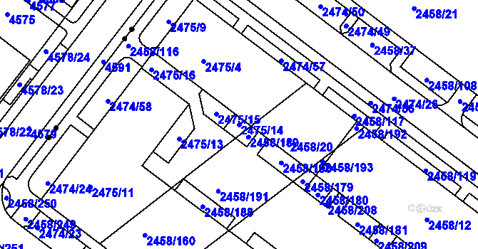 Parcela st. 2475/14 v KÚ Bystrc, Katastrální mapa
