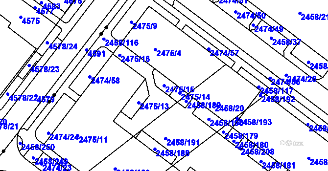Parcela st. 2475/15 v KÚ Bystrc, Katastrální mapa