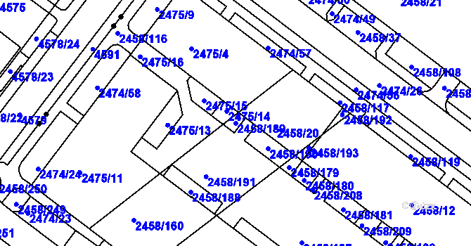 Parcela st. 2458/189 v KÚ Bystrc, Katastrální mapa
