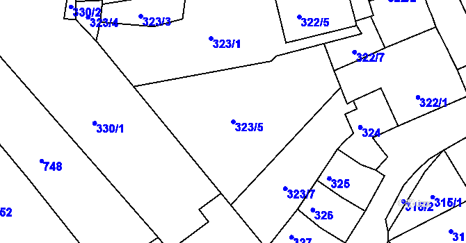 Parcela st. 323/5 v KÚ Bystrc, Katastrální mapa