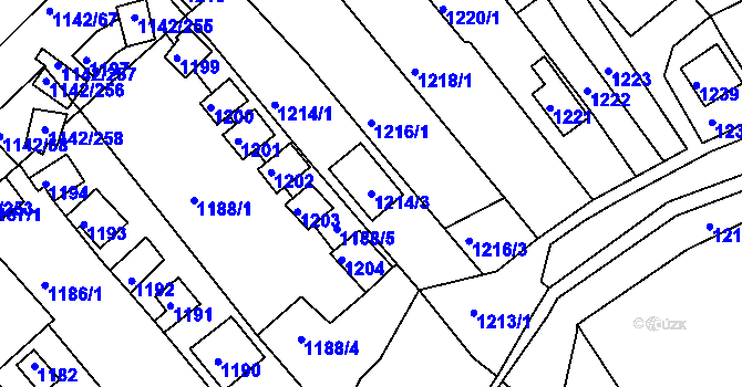 Parcela st. 1214/3 v KÚ Bystrc, Katastrální mapa