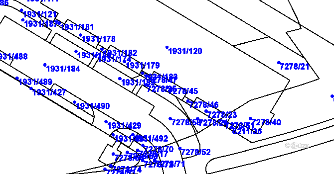 Parcela st. 7278/45 v KÚ Bystrc, Katastrální mapa