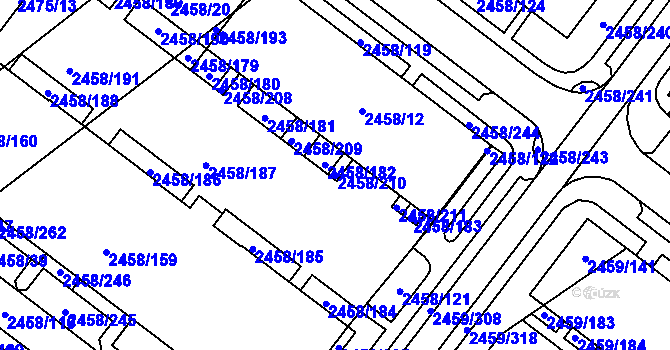 Parcela st. 2458/210 v KÚ Bystrc, Katastrální mapa