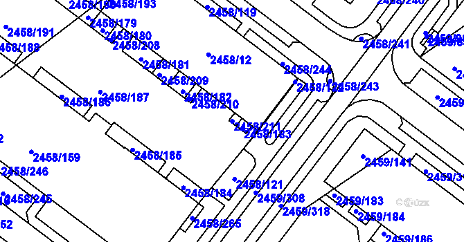 Parcela st. 2458/211 v KÚ Bystrc, Katastrální mapa