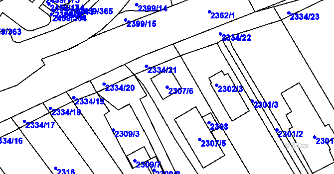 Parcela st. 2307/6 v KÚ Bystrc, Katastrální mapa