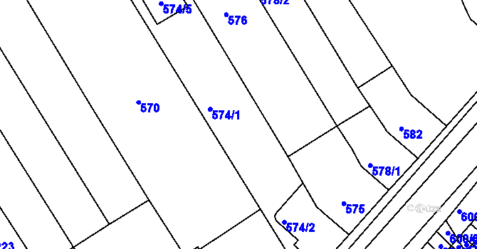 Parcela st. 574/3 v KÚ Bystrc, Katastrální mapa