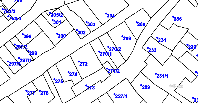 Parcela st. 270/1 v KÚ Bystrc, Katastrální mapa