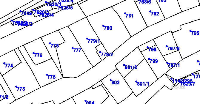 Parcela st. 779/2 v KÚ Bystrc, Katastrální mapa