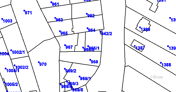 Parcela st. 966/1 v KÚ Bystrc, Katastrální mapa