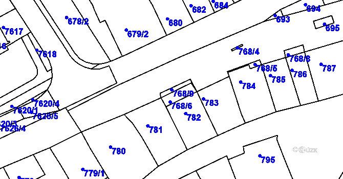 Parcela st. 768/9 v KÚ Bystrc, Katastrální mapa