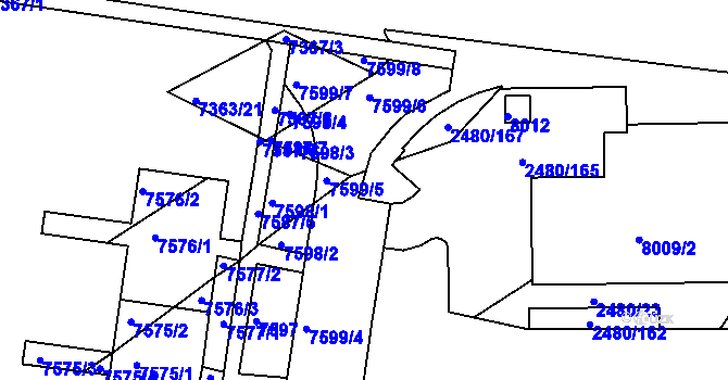 Parcela st. 2480/163 v KÚ Bystrc, Katastrální mapa