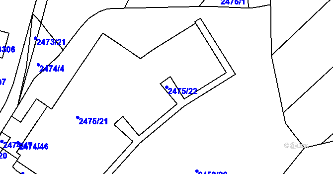 Parcela st. 2475/22 v KÚ Bystrc, Katastrální mapa