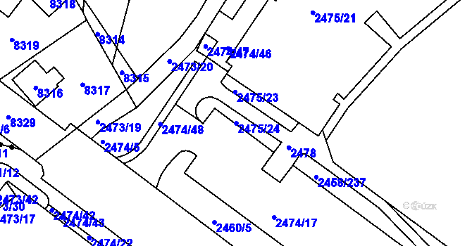 Parcela st. 2475/24 v KÚ Bystrc, Katastrální mapa