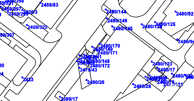 Parcela st. 2480/171 v KÚ Bystrc, Katastrální mapa