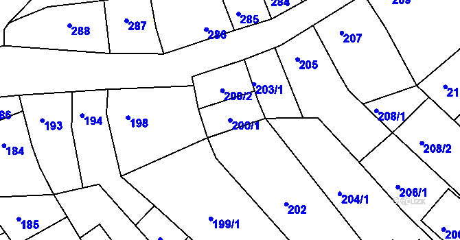Parcela st. 200/1 v KÚ Bystrc, Katastrální mapa