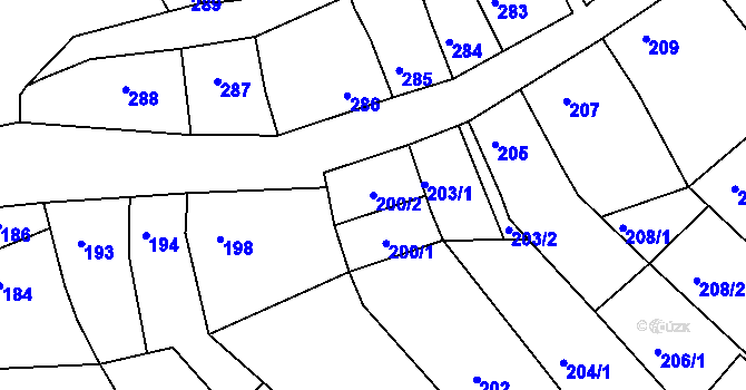 Parcela st. 200/2 v KÚ Bystrc, Katastrální mapa