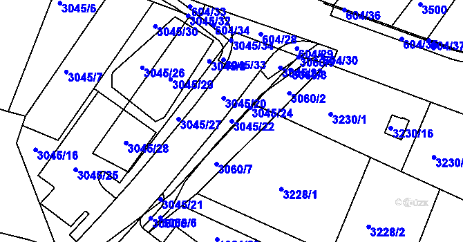 Parcela st. 3045/22 v KÚ Bystrc, Katastrální mapa