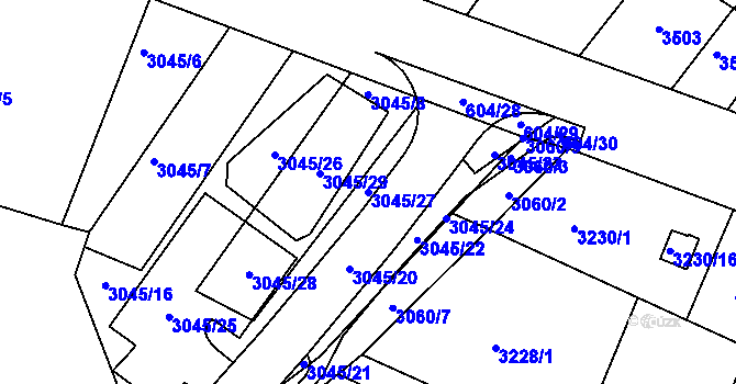 Parcela st. 3045/27 v KÚ Bystrc, Katastrální mapa