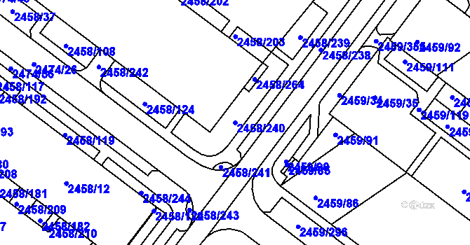 Parcela st. 2458/240 v KÚ Bystrc, Katastrální mapa