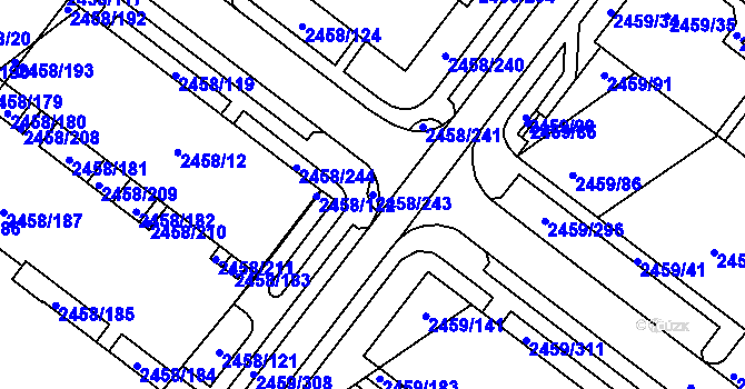 Parcela st. 2458/243 v KÚ Bystrc, Katastrální mapa
