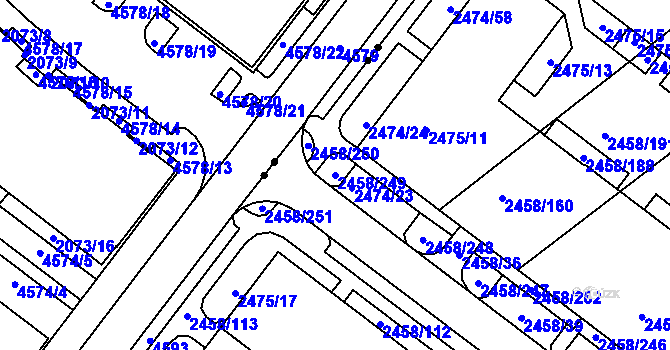 Parcela st. 2458/249 v KÚ Bystrc, Katastrální mapa