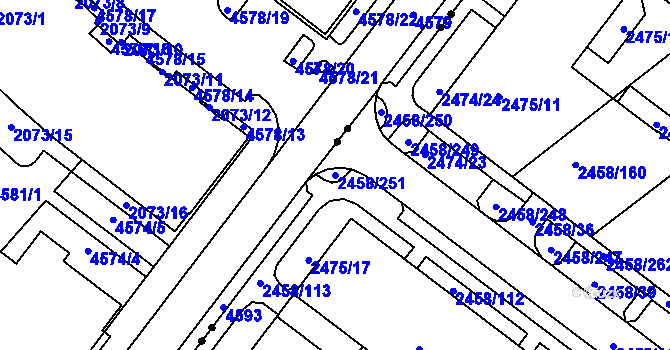 Parcela st. 2458/251 v KÚ Bystrc, Katastrální mapa