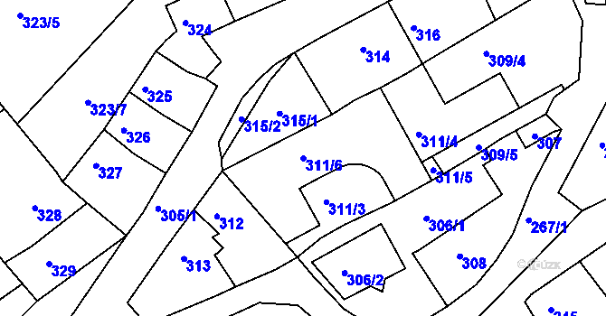 Parcela st. 311/6 v KÚ Bystrc, Katastrální mapa