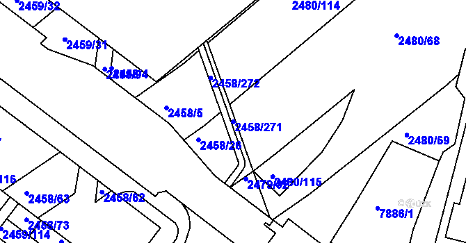 Parcela st. 2458/271 v KÚ Bystrc, Katastrální mapa