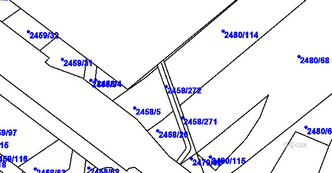 Parcela st. 2458/272 v KÚ Bystrc, Katastrální mapa
